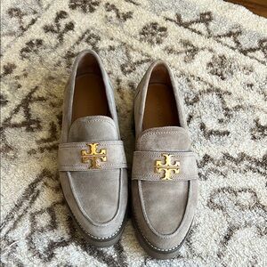 Tory Burch Tan Slip-On Loafers with Gold Accent